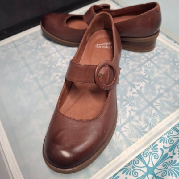 Dansko Mary Jane Burnished Leather Shoes BRANDY SPICE size 40 US Women's size 10 - Picture 3 of 6